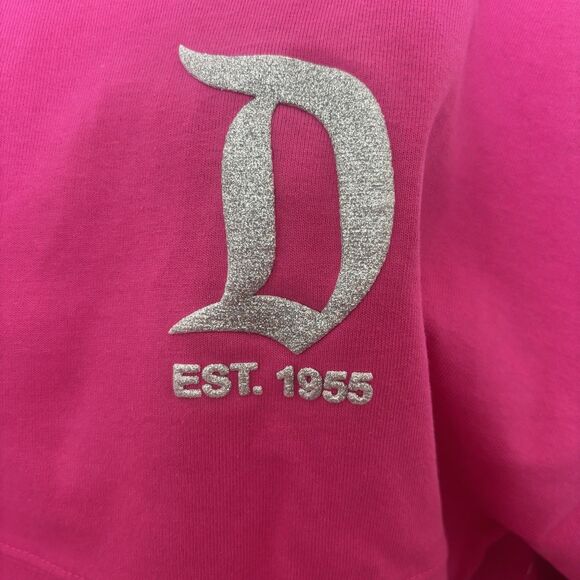 Disney Hot Pink Silver Glitter Spirit Jersey Disney Parks Adult Sz S NWT!! - Picture 4 of 9